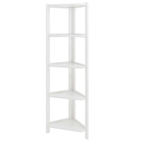 Estante de Canto Zoe em Madeira Maciça Cor Branco 5 Níveis