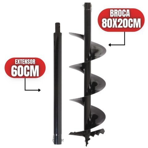 Broca Perfurador de Solo com Alongador 60cm para Perfuração