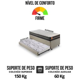 Bicama Box Baú Solteiro Linho 88x188 com Colchão Bogotá Molas Ultralastic Inducol - 7
