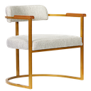 Ver imagem 4 de Kit 02 Poltronas Ohio Braço Madeira Linho Bege Estrutura Dourado