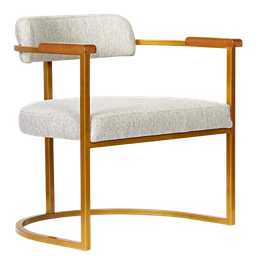 Kit 02 Poltronas Ohio Braço Madeira Linho Bege Estrutura Dourado - 4