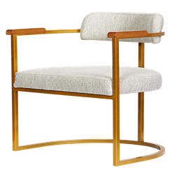 Kit 02 Poltronas Ohio Braço Madeira Linho Bege Estrutura Dourado - 3