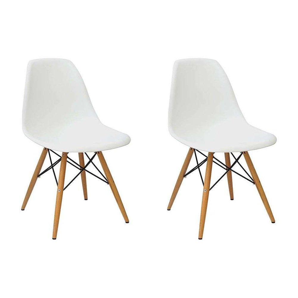 Kit 2 Cadeira Charles Eames Assento Branco | MadeiraMadeira