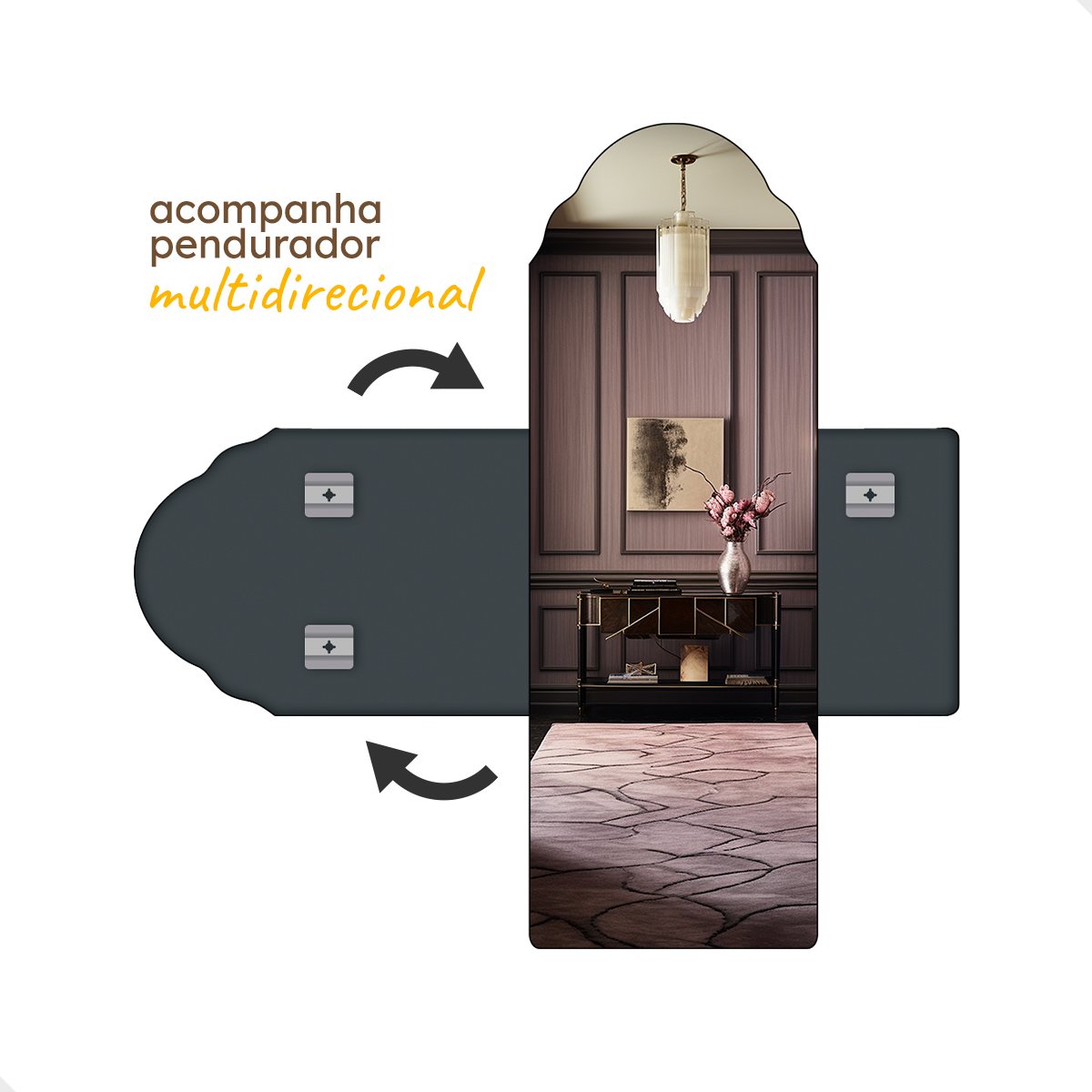 Espelho do Pinterest Moderno Grande 70x170cm - Mod. Marrocos Preto - 4