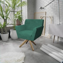 Poltrona Base Giratória de Madeira Lauren Maranata Estofados - 1 Poltrona Base Giratória de Madeira Lauren Maranata Estofados - 1