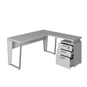 Ver imagem 4 de Mesa Escritório 1,50m Gaveteiro 3 Gavetas e Chave F5 Office Cor:cinza