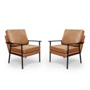 Ver imagem 1 de Conjunto 2 Poltronas Decorativa Linho Iron Pés Base Preta:terracota