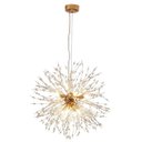 Ver imagem 1 de Pendente Dente de Leão 45cm Cristal Dourado 6x G9 Uso Interno Design Sofisticado para Iluminação