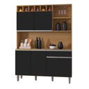 Ver imagem 1 de Cozinha Compacta 6 Portas 1 Gaveta 130cm Alice Ajl Móveis:amêndoa Preto