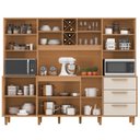 Ver imagem 4 de Armário de Cozinha Compacta 8 Portas 3 Gavetas com Bancada e Nichos Cinamomo/Areia Off White Apollo