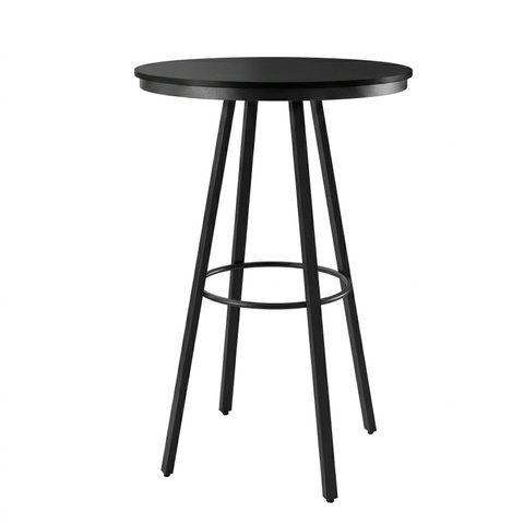 Mesa Bistro Redonda Estrutura Aço Carbono com Nivelador Tampo Cor Preto Laca Boston