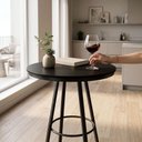 Ver imagem 3 de Mesa Bistro Redonda Estrutura Aço Carbono com Nivelador Tampo Cor Preto Laca Boston