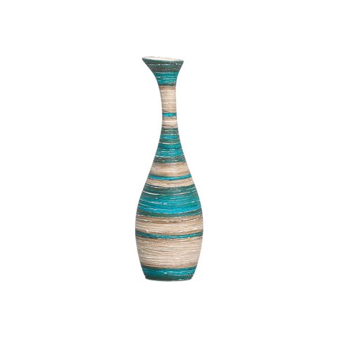 Vaso Decorativo de Mesa Vanguard Grande Azul e Palha Marrakesh