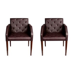 Kit 2 Poltronas Decorativa Nina em Tecido Sintético Costura Capitonê - Marrom