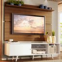 Ver imagem 1 de Rack Madesa Dubai e Painel para TV até 65 Polegadas com Pés Branco/Rustic 096E Cor:Branco/Rustic/Bra