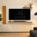 Ver imagem 1 de Painel para TV até 40 Polegadas Ripado com Prateleiras Off White Madeirado