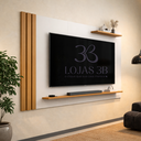 Ver imagem 3 de Painel para TV até 40 Polegadas Ripado com Prateleiras Off White Madeirado