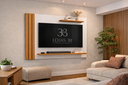 Ver imagem 4 de Painel para TV até 40 Polegadas Ripado com Prateleiras Off White Madeirado