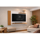 Ver imagem 4 de Painel para TV até 40 Polegadas Ripado com Prateleiras Off White Madeirado