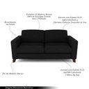 Ver imagem 3 de Sofá Sala de Estar Living 3 Lugares 280cm Presley Pés Madeira Veludo Preto G52 - Gran Belo