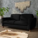 Ver imagem 1 de Sofá Sala de Estar Living 3 Lugares 280cm Presley Pés Madeira Veludo Preto G52 - Gran Belo