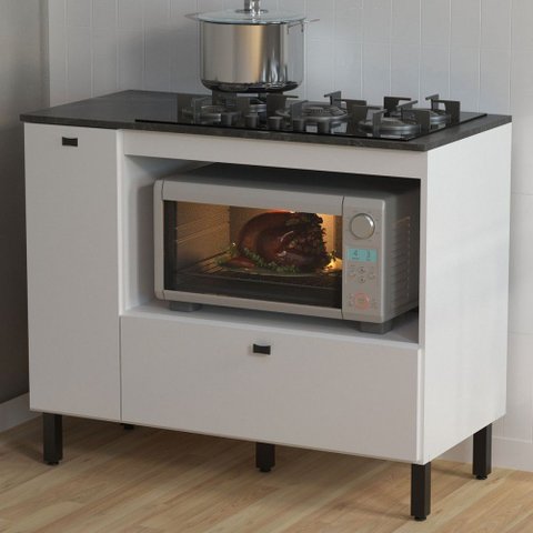 Balcão Cooktop Nicho Forno Branco Tecnomobili