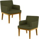 Ver imagem 1 de Kit 02 Poltronas Decorativas para Sala de Estar Base Mel Beatriz W01 Linho Verde - Lyam Decor