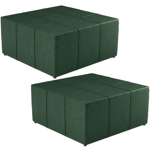 Kit 02 Puffs Quadrado Milano 90x90 W01 Facto Verde Musgo