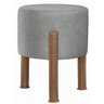 Puff Banquinho Redondo Decorativo Thor em Linho Pés Polietileno Cor Cinza - Pc Móveis - 4