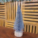 Ver imagem 2 de Mini Pinheiro Decorativo Prata Base Tronco Madeira 16cm - Art Christmas