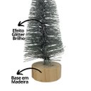 Ver imagem 3 de Mini Pinheiro Decorativo Prata Base Tronco Madeira 16cm - Art Christmas