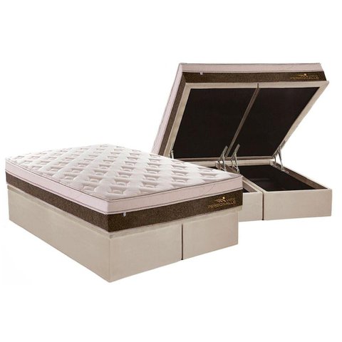 Cama Box Baú King: Colchão Molas Plumatex MasterPocket Ensacadas Personalle + Base CRC Suede Clean(1