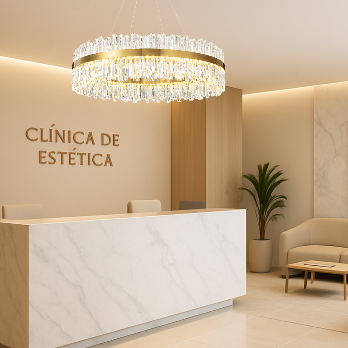 Lustre Pendente 100cm 224 Cristais Led 3 Cores 120w Redondo Luminária Teto Gimpo Kjdd-l-392-100cm - 9