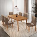 Ver imagem 1 de Mesa de Jantar Copper 180cm Tampo Mdf com 6 Cadeiras Eloise Moderna Mobília