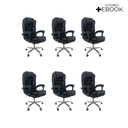 Ver imagem 3 de Kit 6 Cadeiras de Escritório Presidente Reclinável Ajustável - Preto