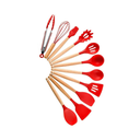 Ver imagem 2 de Kit 12 Utensílios de Cozinha em Silicone e Cabo de Madeira Resistente Ao Calor - Vermelho