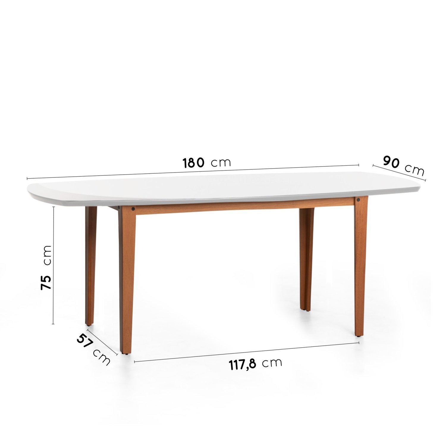 Mesa Oval 6 Lugares 1,8m Tampo Vidro e MDF Tiê CabeCasa MadeiraMadeira - 3