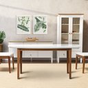 Ver imagem 1 de Mesa Oval 4 Lugares 1,4m Tampo Vidro e MDF Tiê CabeCasa MadeiraOriginals Marrom