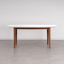 Ver imagem 4 de Mesa Oval 4 Lugares 1,4m Tampo Vidro e MDF Tiê CabeCasa MadeiraOriginals Marrom