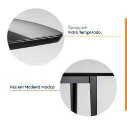 Mesa Oval 6 Lugares 1,6m Tampo Vidro e MDF Tiê CabeCasa MadeiraMadeira - 3