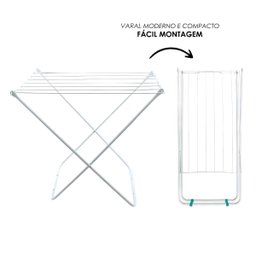 Varal de Chão Portátil Branco – Compacto e Resistente - 5