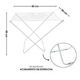Varal de Chão Portátil Branco – Compacto e Resistente - 2