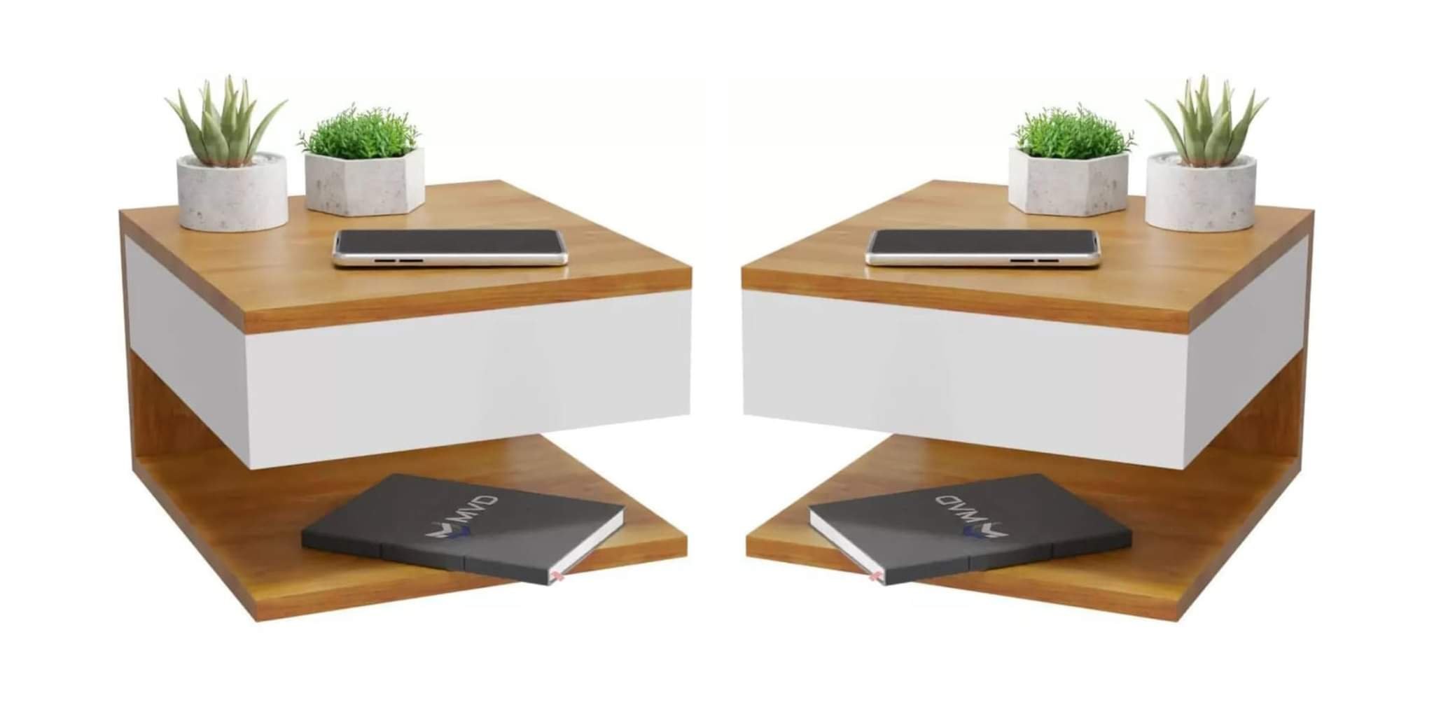 Kit Duas Mesas De Cabeceira Suspensa Com Corrediças Metálicas - GD - Freijó Com Off White - Lojas GD é boa?