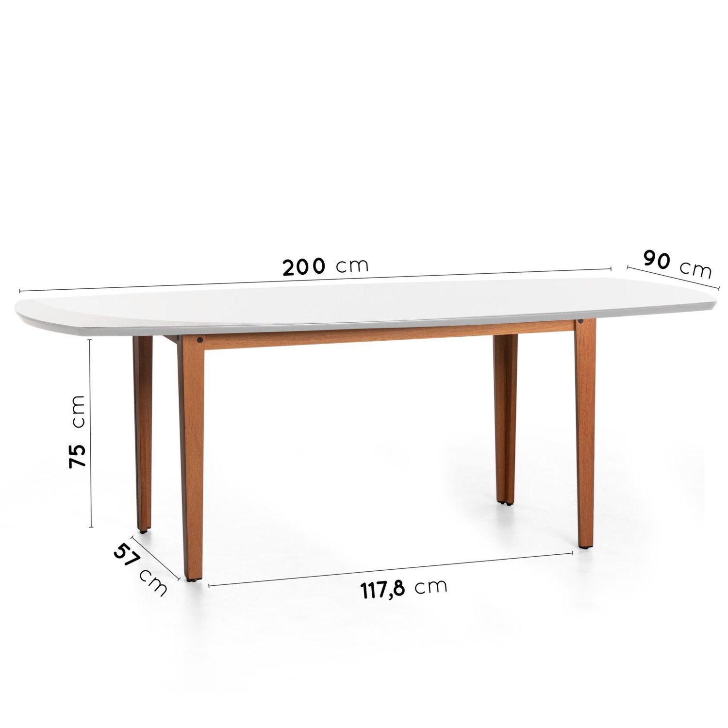 Mesa Oval 8 Lugares 2,0m Tampo Vidro e MDF Tiê CabeCasa MadeiraMadeira - 2