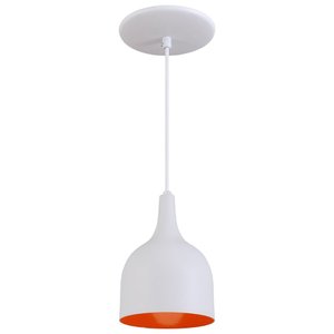 Pendente Gota Teat Luminária Lustre Alumínio Branco Textura C/ Laranja - T&T Iluminação