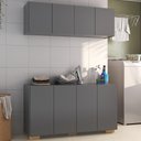 Ver imagem 1 de Conjunto Lavanderia Multiuso Armário Aéreo e Balcão 4 Portas Multimóveis Mp5054 Grafite/natural