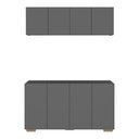 Ver imagem 3 de Conjunto Lavanderia Multiuso Armário Aéreo e Balcão 4 Portas Multimóveis Mp5054 Grafite/natural