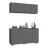 Conjunto Lavanderia Multiuso Armário Aéreo e Balcão 4 Portas Multimóveis Mp5054 Grafite/natural - 2