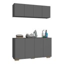 Ver imagem 2 de Conjunto Lavanderia Multiuso Armário Aéreo e Balcão 4 Portas Multimóveis Mp5054 Grafite/natural