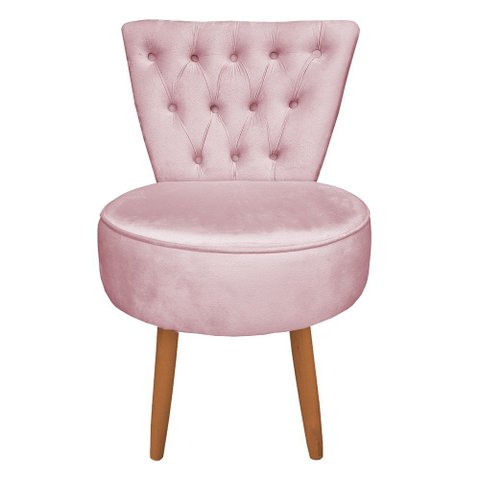 Poltrona Decorativa Royal Capitone de Luxo Slk Decor Rosa Claro